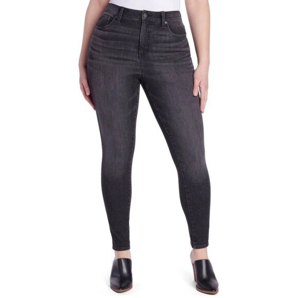 Time And Tru Womens High Rise Curvy Skinny  Jeans Black Wash Size 14 Short NWT - Picture 10 of 10